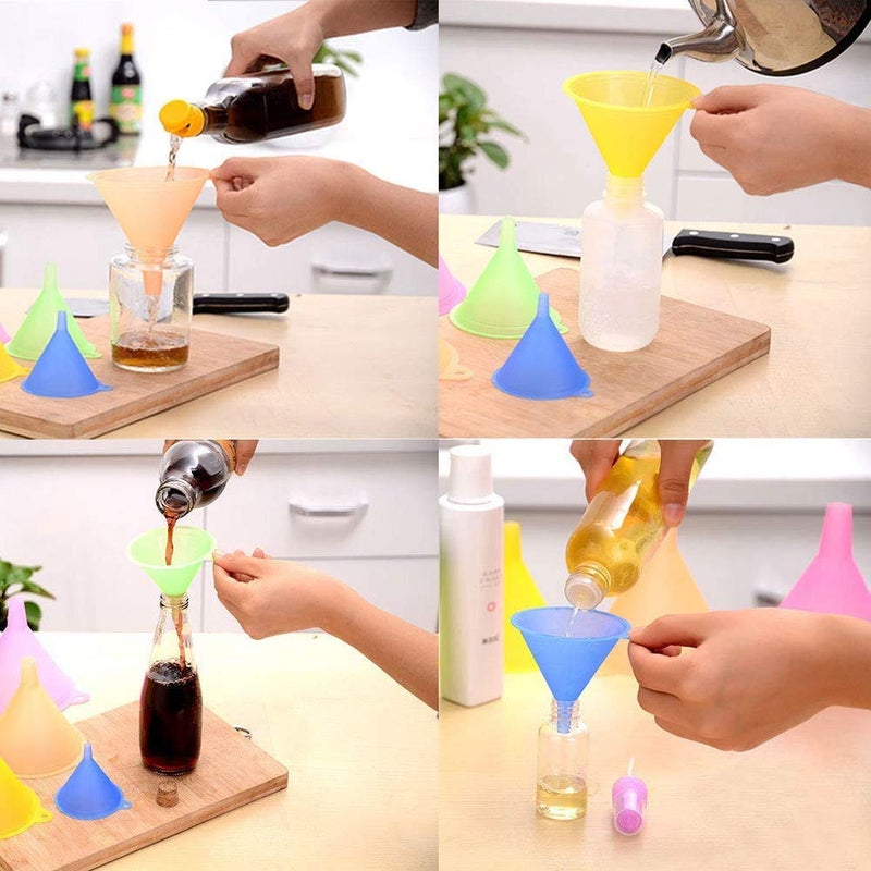 iSnuff Kitchen Funnel Set with 5 Sizes, Small to Large Plastic Cooking Funnel with Narrow Spout for Filling Bottles, Jars, Bowls, Spices, Powder Funnels, Essential Oils - Image 2